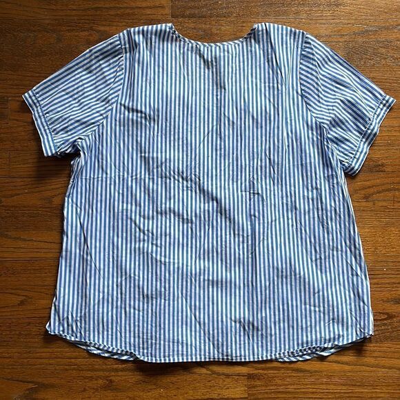 C Wonder Blue and White Striped Eyelet Short Sleeve Top - Picture 5 of 5
